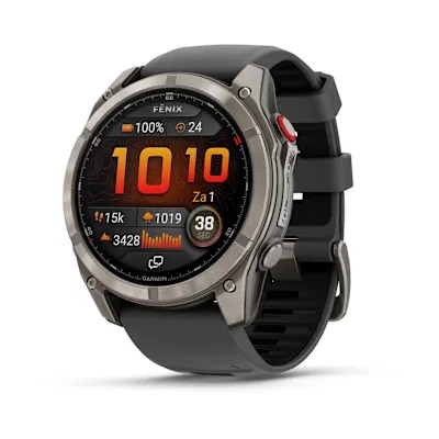 Garmin fenix 8 pro 51mm AMOLED Sapphire titanium met graphite/zwarte siliconen band